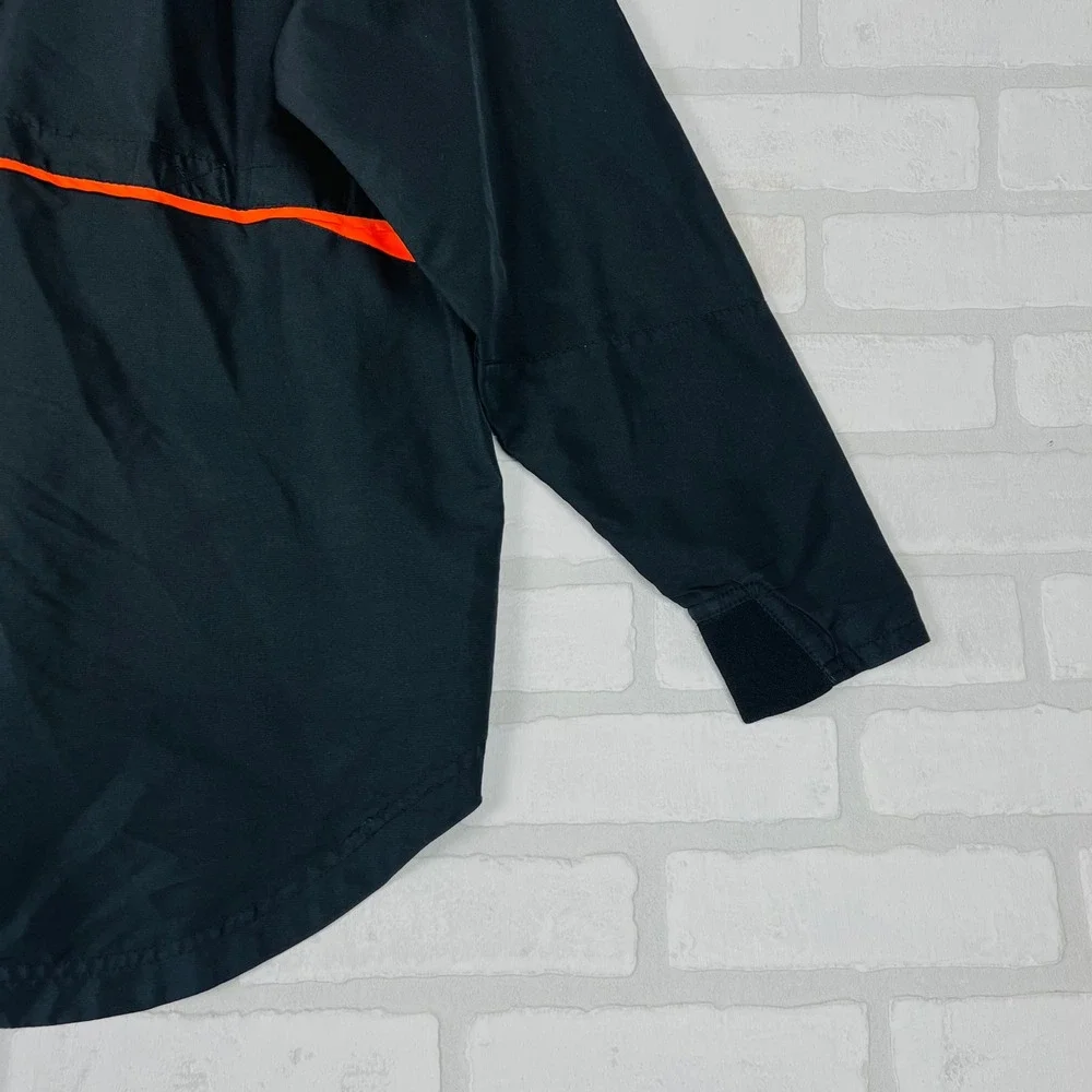 Holloway Kids Black and Orange Hooded Full Zip Windbreaker Athletic Jacket XL
